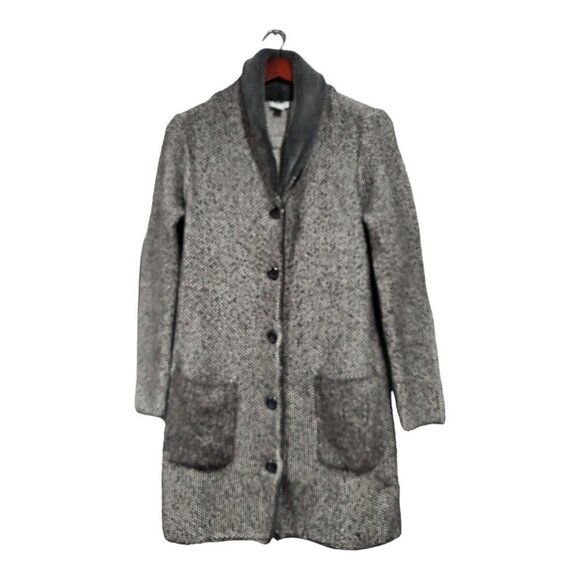 J. Jill Women's Long Button-Down Gray/Black Tweed Cardigan Sweater Pockets Sz XS - Picture 1 of 14